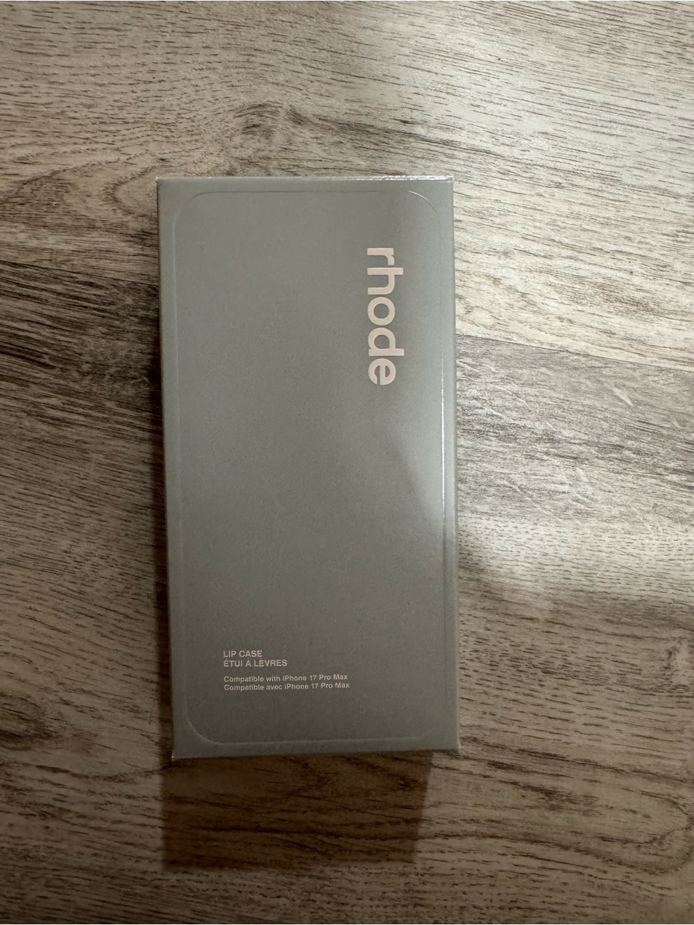 RHODE Metallic Gray Lip Case with Subtle Rose Logo